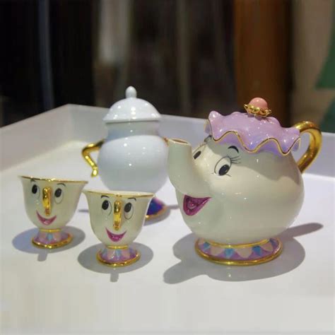 2019 Beauty And The Beast Tea Set Mrs Potts Teapot Chip Cup Sugar Bowl ...