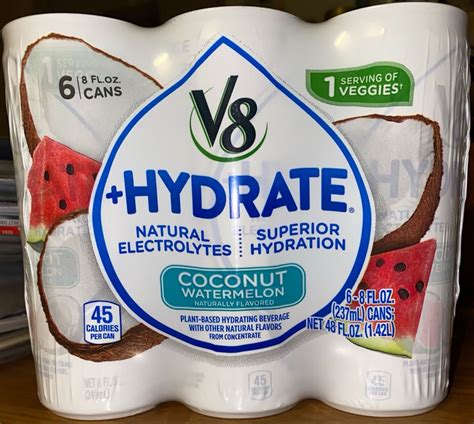 V8 +Hydrate natural electrolytes superior hydration coconut watermelon ...