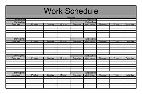 Printable Monthly Work Schedule Template