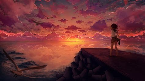 3840x2160 Resolution Anime Girl Looking at Sky 4K Wallpaper ...