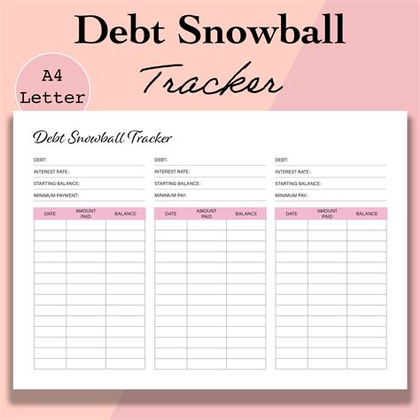 Debt Snowball Tracker Printable Debt Free Chart Debt Payoff | Etsy India