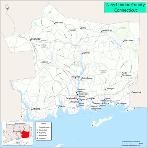 Map of New London County, Connecticut - Where is Located, Cities ...