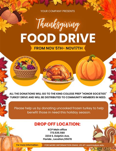 Thanksgiving Food Drive Flyer, Editable , Digital Download, Instant ...