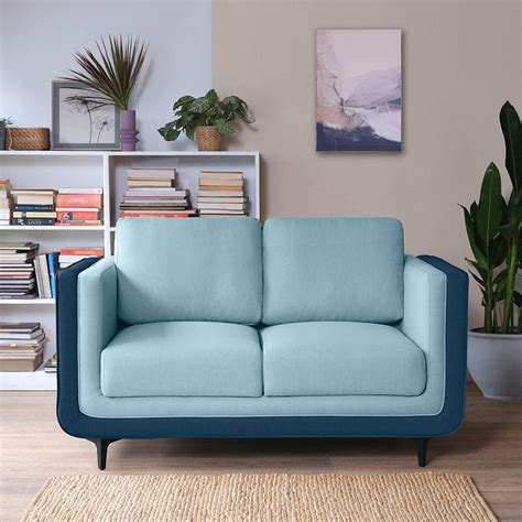 Buy Mojo 2-Seater Blue Color Sofa | Sleepyhead