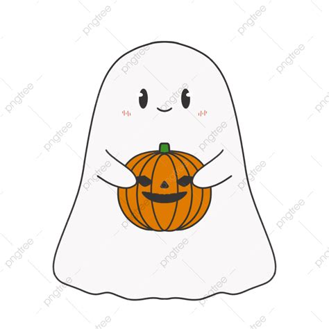 Pumpkin Ghost White Transparent, Cute Ghost Holding Pumpkin ...