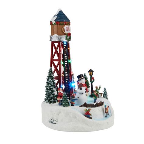 Carole Towne Christmas Village Water Tower Lighted Musical Village ...