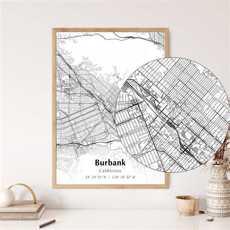 Map of Burbank Digital File, Modern City Map, Burbank Printable Map ...