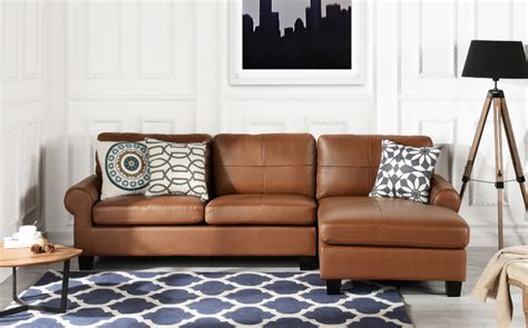 Light Brown Leather Match Upholstered Sectional Sofa, L-Shape Modern ...