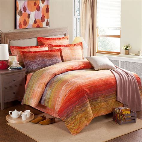 Elegant Rhythm Orange Duvet Cover Set European Bedding Casual Bedding ...