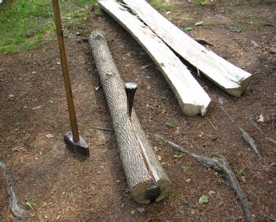 Splitting logs for woodworking lumber