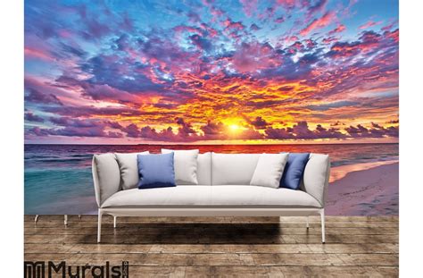 Sunset over ocean Wall Mural