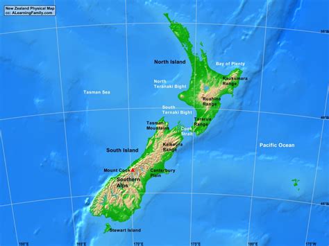 New Zealand Physical Map - A Learning Family