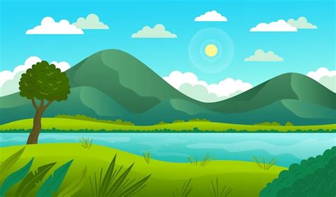 Free Vector | Natural landscape - background for video conferencing