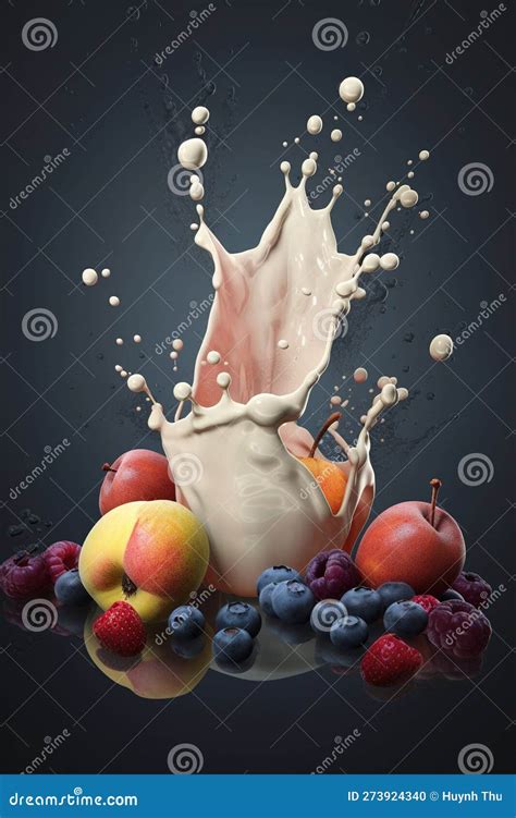 Fruits Falling into a Splash of Milk Pro Product Photography Stock ...