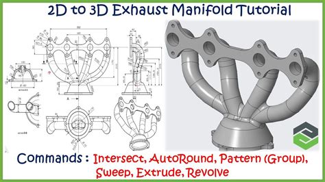 Exhaust Manifold in Creo | Solidworks tutorial, Autocad tutorial, 3d ...