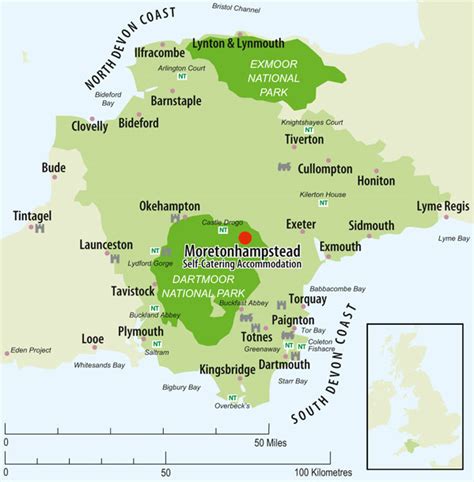 Devon Map & Moreton - Dartmoor Holiday