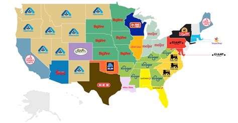 A US Map Of The Most Popular Grocery Store Chain In Each State ...