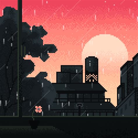 Rain Pixel Art Gif