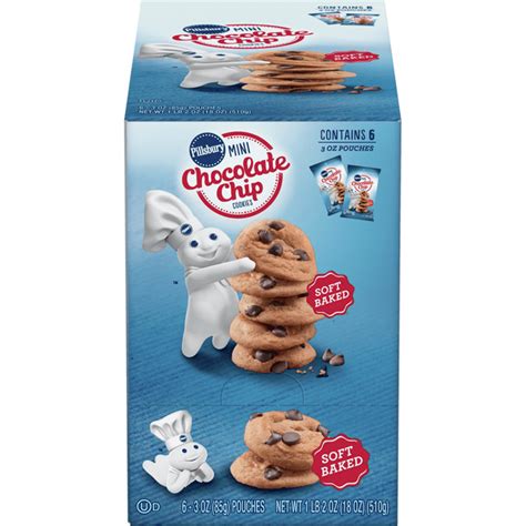 Pillsbury Mini Chocolate Chip Soft Baked Cookies, 6 ct, 18 oz - Walmart ...