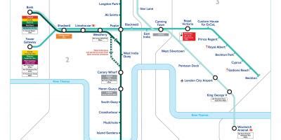 Docklands light railway map - Docklands light railway London map (England)