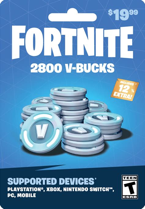 Fortnite 2,800 V-bucks, $19.99 Physical Card, Gearbox - Walmart.com