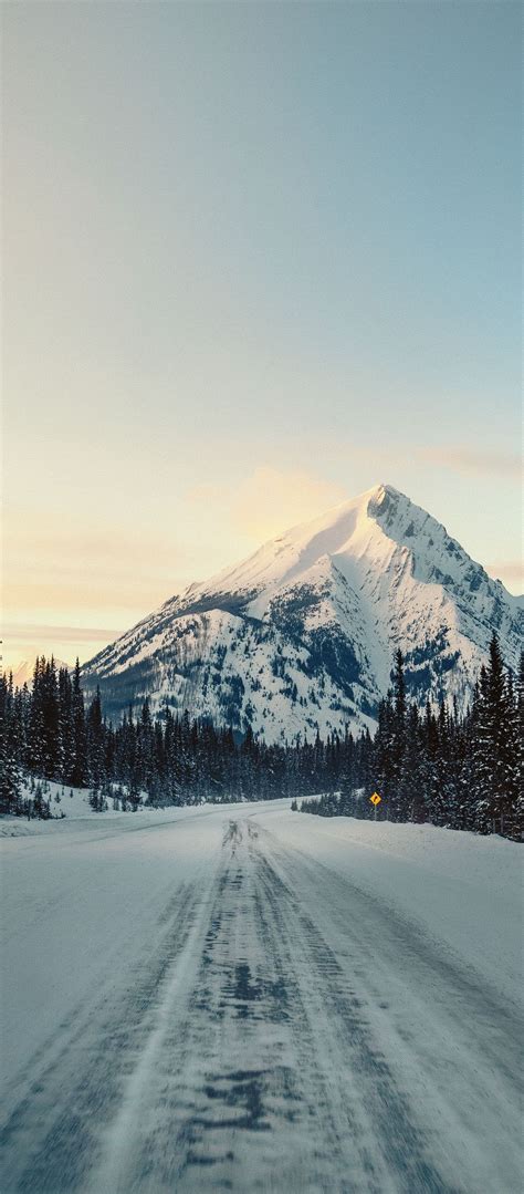 Mountain Road Snow Nature - [1080x2460]