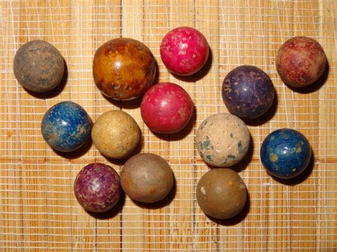 Lot of 13 Antique/Vintage Clay Marbles / Collectible Marbles