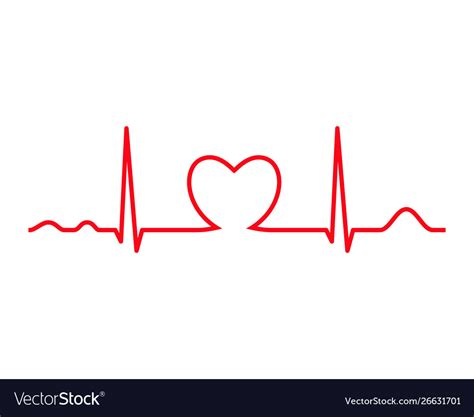 Ekg line with heart heartbeat Royalty Free Vector Image