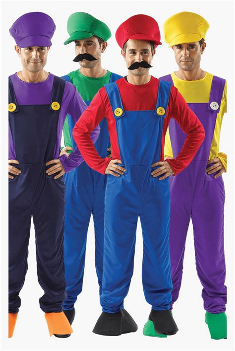 Mario Men Group Costume - Mario Luigi Wario Waluigi Costumes, HD Png ...