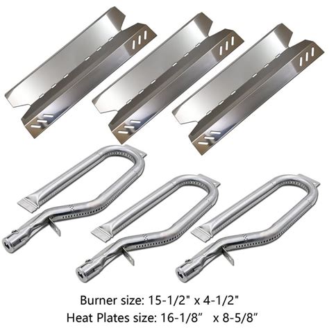 3-Pack Gas Grill Repair Replacement Kit Stainless Steel Burners & Heat ...