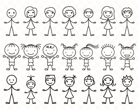 Stick family svg Stick kids svg Family svg Stick figure family | Etsy