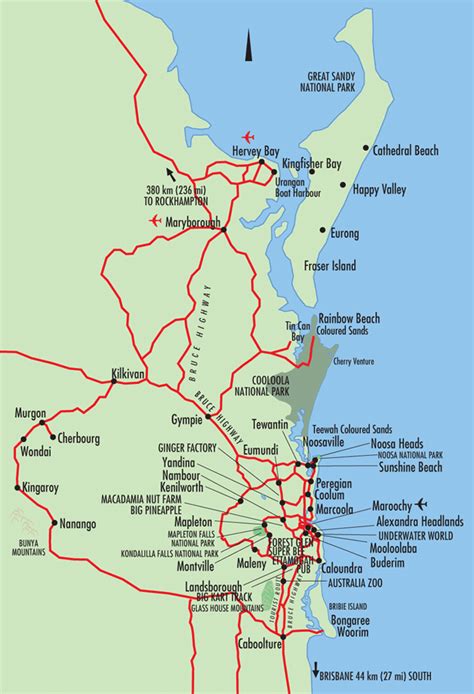 Fraser Coast & Sunshine Coast Map - Queensland Australia