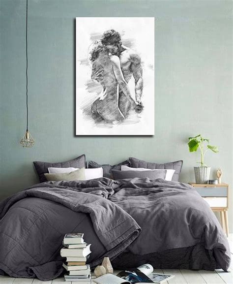 His & Hers Bedroom Wall Art Abstract Art Print Pencil Sketch | Etsy