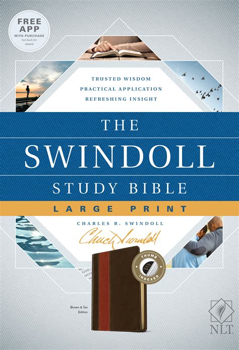 The NLT Swindoll Study Bible, Large Print, Brown, Indexed