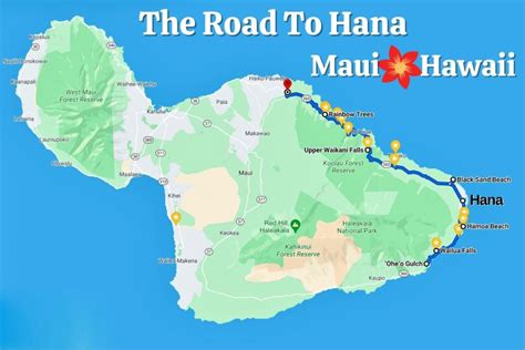 Road To Hana Map Of Sites