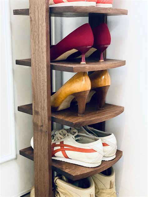 Walnut Shoe Storage Rack, Shoe Rack, Storage Shelf, Solidwood Shoe Rack ...