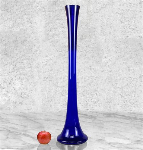 Mid-Century Atomic Blue Blown Art Glass Floor Vase - Scranton Antiques