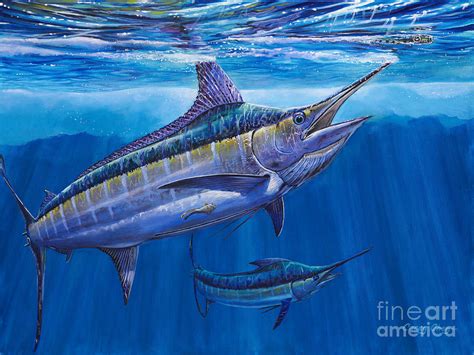 Blue Marlin Bite Off001 Painting by Carey Chen