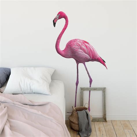 Pink Flamingo Wall Decal Matte Fabric Decal Tropical Flamingo Decal