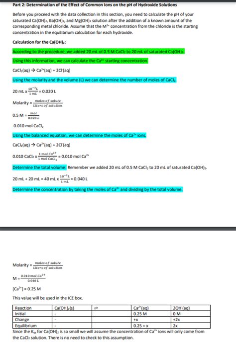Solved Part 2: Determine the pH ofCa(OH)2, Ba(OH)2 and | Chegg.com