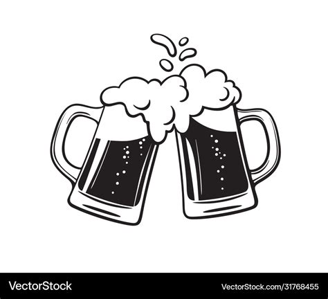 Two toasting beer mugs cheers clinking glass Vector Image