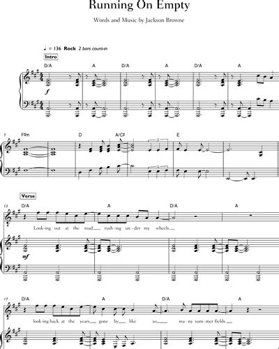 Running On Empty Sheet Music by Jackson Browne | nkoda | Free 7 days trial