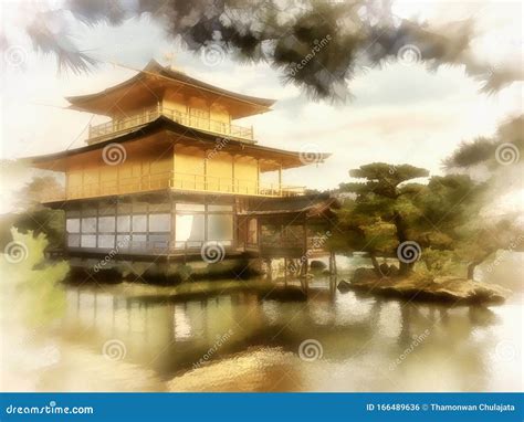 Kinkakuji Temple stock illustration. Illustration of kinkaku - 166489636