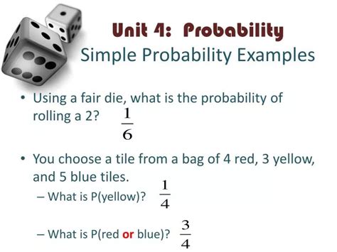 PPT - Unit 4: Probability Simple Probability Examples PowerPoint ...