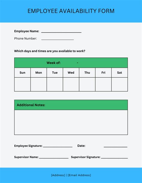 Employee Availability Template