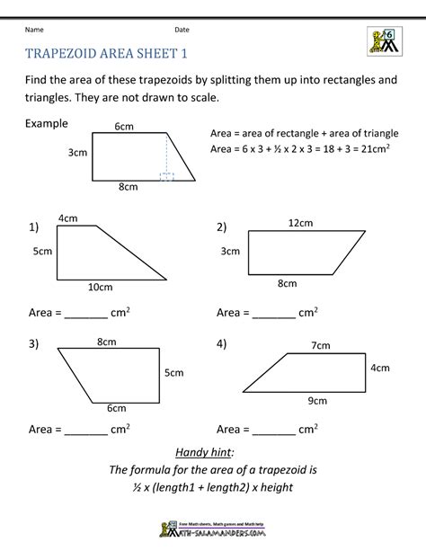 Area of Quadrilateral Worksheets