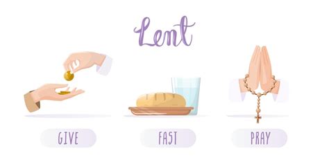 Premium Vector | Lent season concepts set Almsgiving fasting and prayer