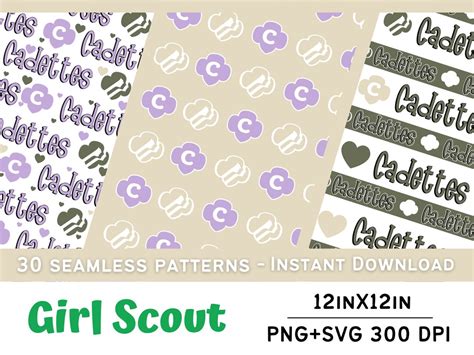 Cadette Girl Scout Digital Paper, Seamless Pattern for Scrapbook ...