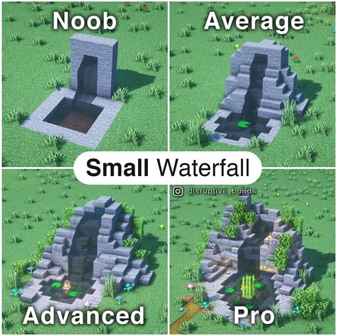 A Small Waterfall design of increasing skill level! : r/Minecraftbuilds