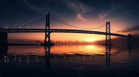 Premium AI Image | A bridge over the bay bridge at sunset